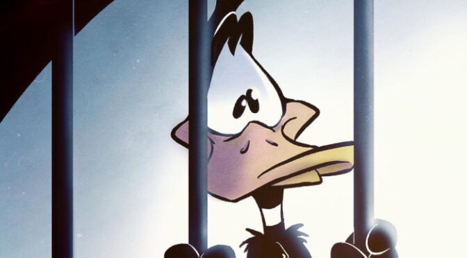 Duck behind bars